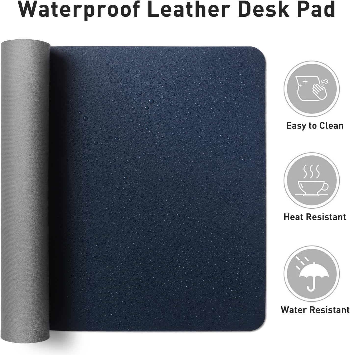 Aothia Leather Desk Pad Protector, Mouse Pad, Office Desk Mat, Non-Slip PU Leather Desk Blotter, Laptop Desk Pad, Waterproof Desk Writing Pad for Office and Home (Black,36" x 17") - Colors A