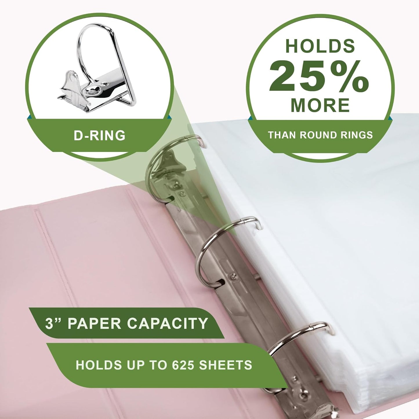 Samsill Plant-Based 3 Inch Durable D-Ring, View Binder, Eco-Friendly, USDA Certified Biobased, 4 Count, Pack of 1, Boho Assortment