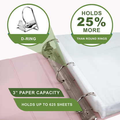 Samsill Plant-Based 3 Inch Durable D-Ring, View Binder, Eco-Friendly, USDA Certified Biobased, 4 Count, Pack of 1, Boho Assortment