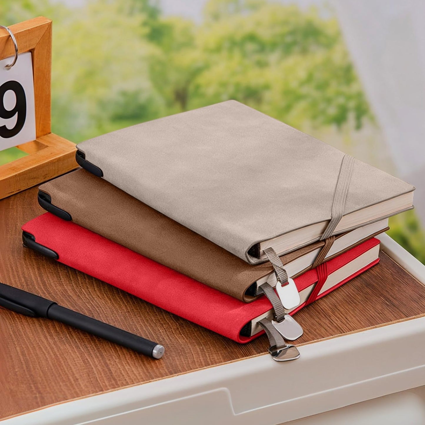 Faux Leather Notebook Journal - 200 Pages Lined Vegan Leather Journal for Writing, A5 Soft-Cover Journaling Notebook Gift Set with Pen for Travel, Office, Daily Writing