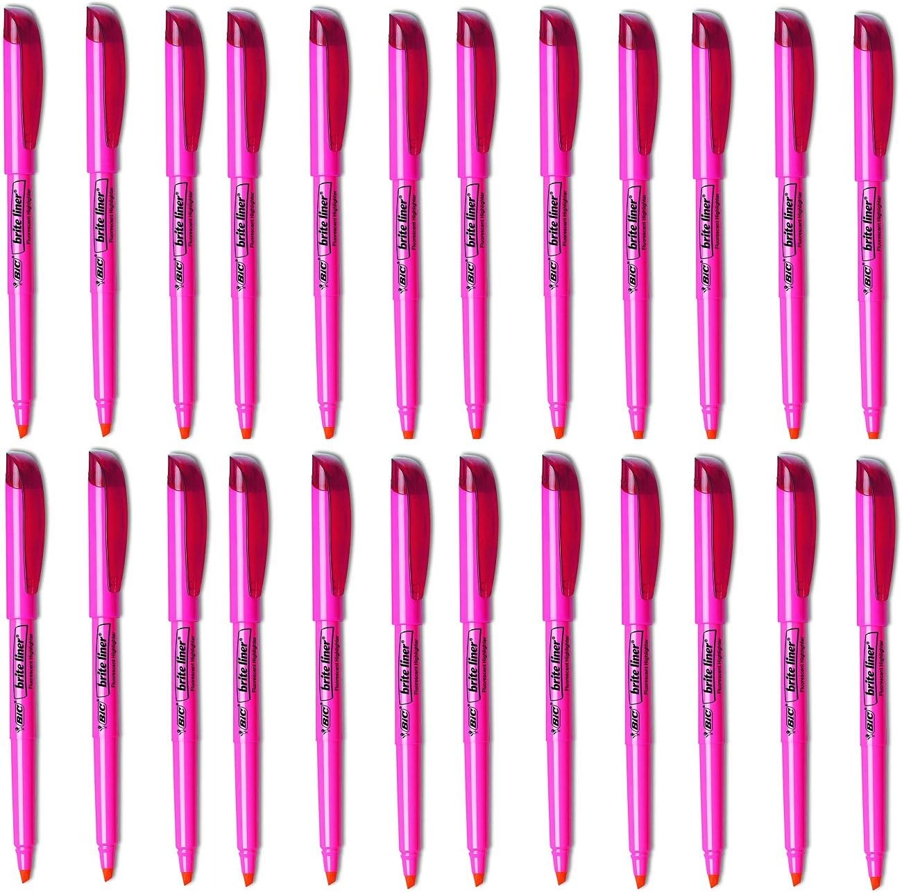 BIC Brite Liner Highlighter, Chisel Tip, Pink, 24-Count