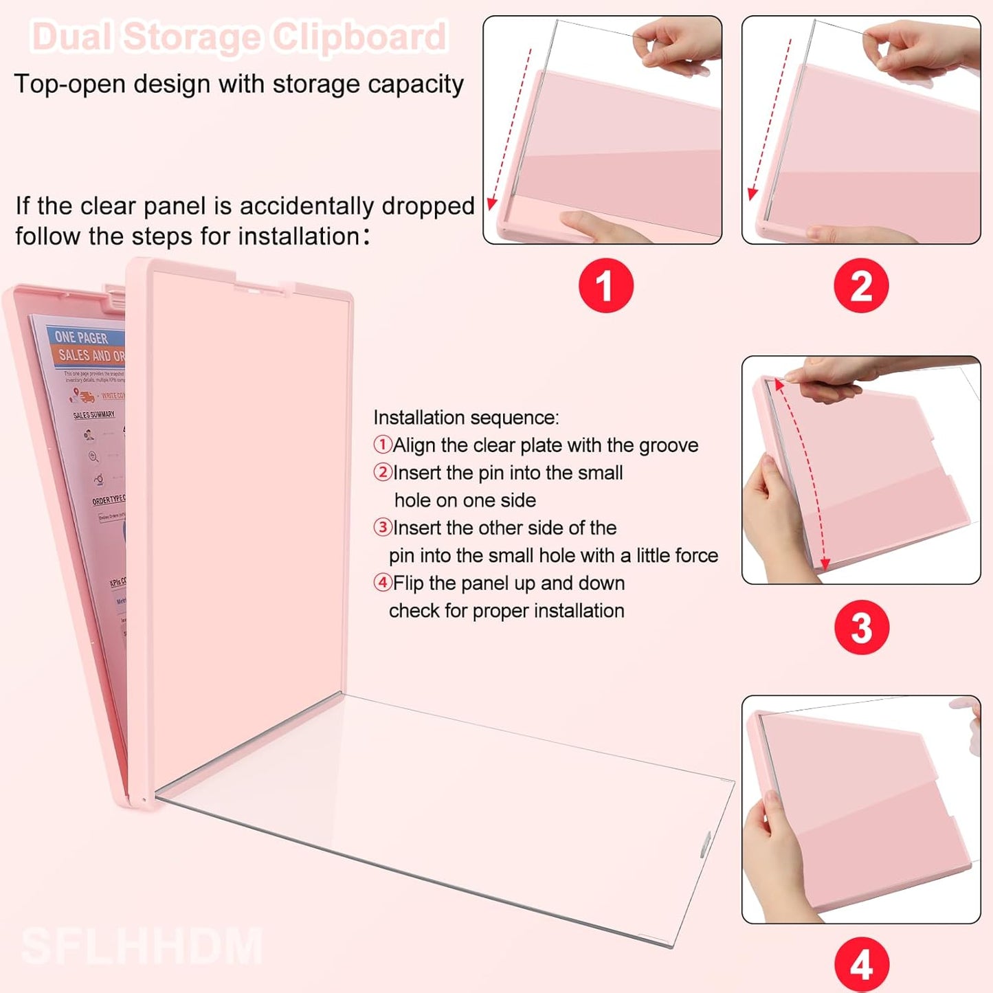 SFLHHDM Clipboard with Storage,Heavy Duty Clip Boards 8.5x11 with 2 Storage Case,Clear Visible Panel Storage Clipboards,Side Opening Nursing Clipboard Folder for Office Supplies-Light Purple