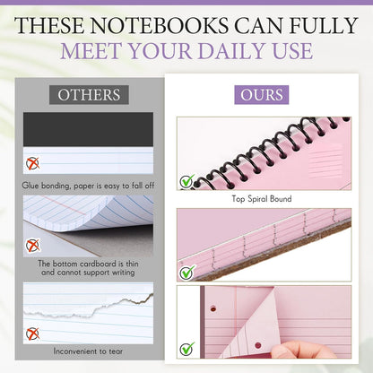 MotiMind 10 Pack 8.5" x 11" Top Spiral Notebook with 3 Hole Punched Morandi Colors Legal Pads College Ruled Notepad 50 Sheets Hard Cardboard Paper Wirebound Notepad for Office School Business