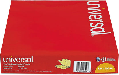 Universal 10300 Manila Classification Folders, Letter, Six-Section (Box of 15)