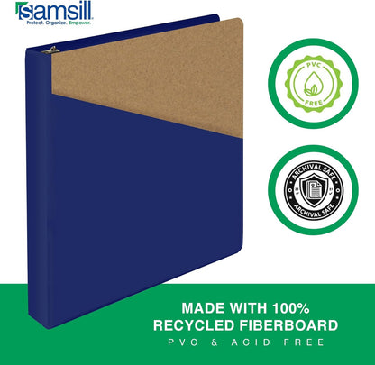 Samsill Durable 4 inch 3 Ring Binder, D Ring Binder, 100% Recycled Chipboard, Black, 2 Pack
