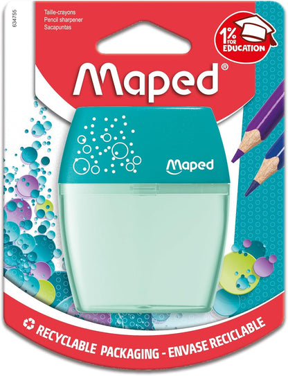 Maped Shaker 2-Hole Pencil Sharpener - 20-Pack - Precise Sharpening - Durable & Portable - Compact Design, Steel Blades - Ideal for Students