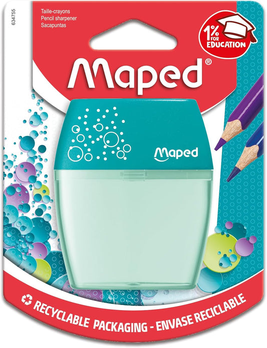 Maped Shaker 2-Hole Pencil Sharpener - 20-Pack - Precise Sharpening - Durable & Portable - Compact Design, Steel Blades - Ideal for Students