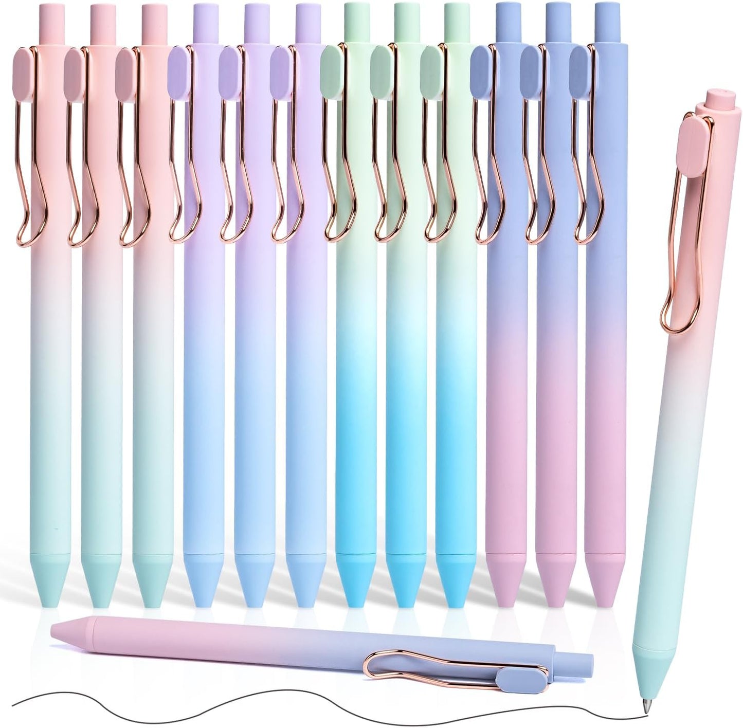 Drawdart Gel Pens, 6 Pcs Smooth Writing No Bleed & Smear, Black Ink Cute Fine Point (0.5mm), Retractable Aesthetic Journaling School Office Supplies for Women & Men