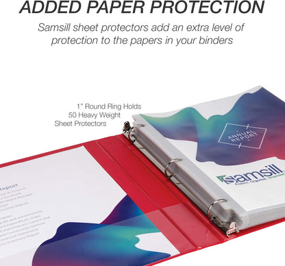 Samsill 1.5 Inch 3 Ring Binders, Economy Round Ring, Clear View Cover, 325 Sheet Capacity - for School, Home, Office - White, 4 Pack