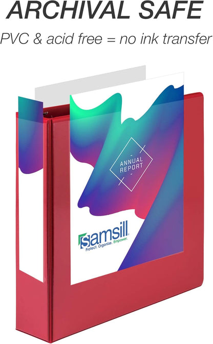 Samsill 1.5 Inch 3 Ring Binders, Economy Round Ring, Clear View Cover, 325 Sheet Capacity - for School, Home, Office - White, 4 Pack