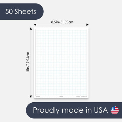 GeekNavy 11" x 17" Quadrille Graph Paper 50 Sheets Landscape - 0.25" 4x4 Square Grid, Blueprint, High Brightness, Border-Outlined, Large Drafting (1-Pack)