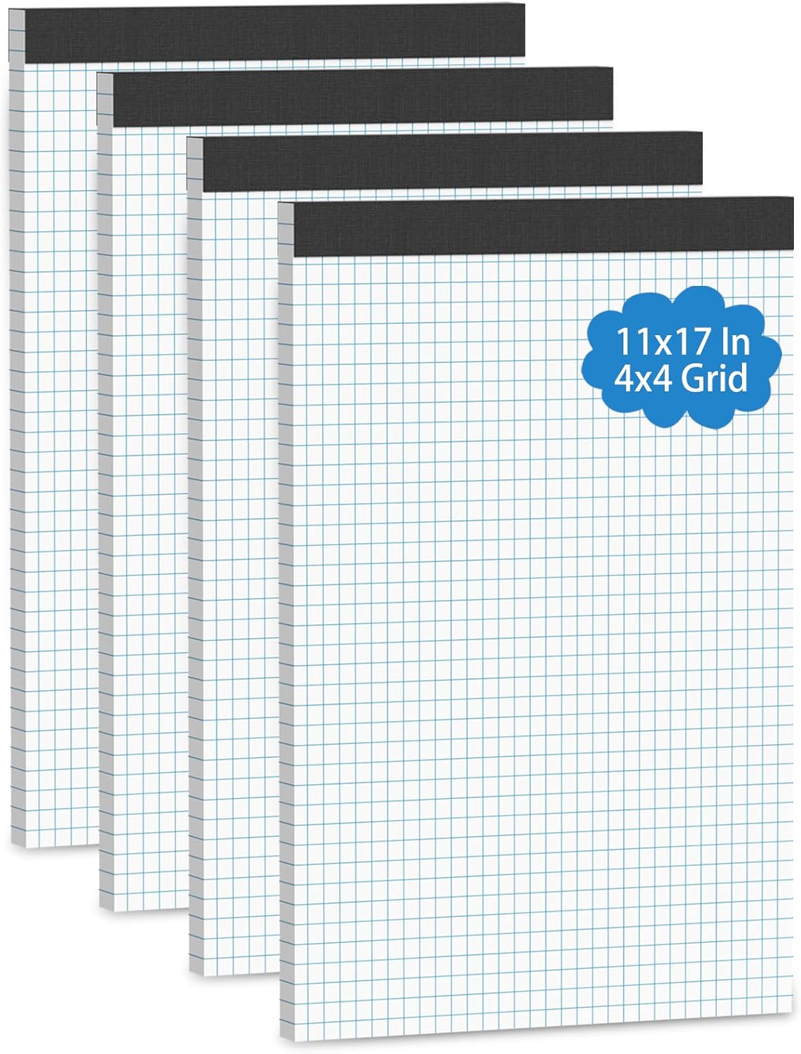Large Graph Paper Pad 11 x 17, Grid Paper, 4x4 Graph Ruled, Blueprint Quadrille Pad, 30 Sheets Engineering Paper, Drafting Paper, Graft Paper for Architect Engineer Designer Mathematician Draftsman