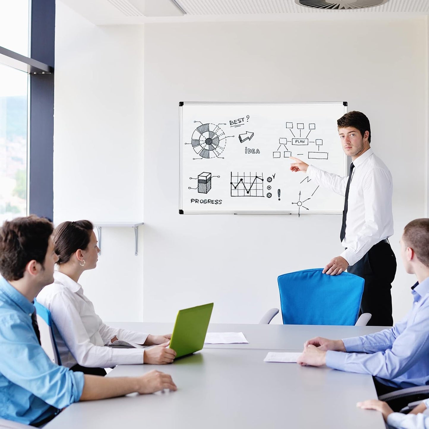 Amazon Basics Magnetic Dry Erase Whiteboard, 36 x 48-inch, Aluminum Frame, Silver/White, Easy to Install