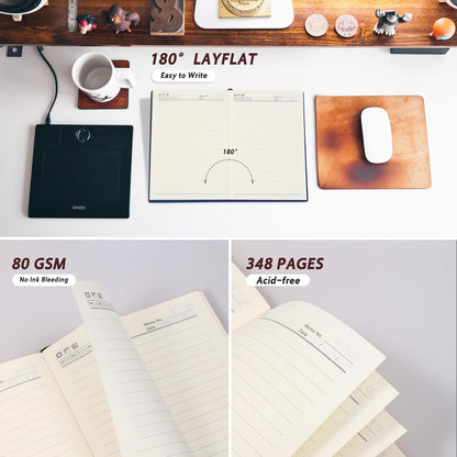 BOBO RABBIT Softcover Lined Journal Notebook 348 Pages Lay-Flat Bound Soft Leather Journaling Notebook for for Writing Work School Office Note Taking, 5.75"x8.31" Grey