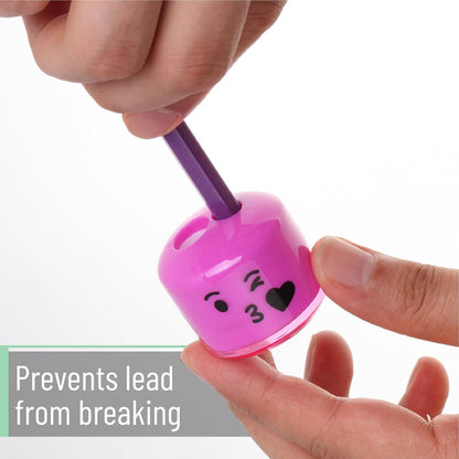 Mr. Pen- Pencil Sharpeners Manual, 48 Pack, Dual Hole, Smiley, Bulk Handheld Pencil Sharpener, Compatible with Standard and Jumbo Pencils, Snap-on Lid, Stainless Steel Blade, Back to School Supplies