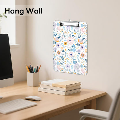 Plastic Cute Clipboard Low-Profile Metal Clip, A4 Letter Size 9 x 12.5 in, 8.5 x 11 Paper Clip Board for Teachers, Nurses, Classroom,Cute Black Cats