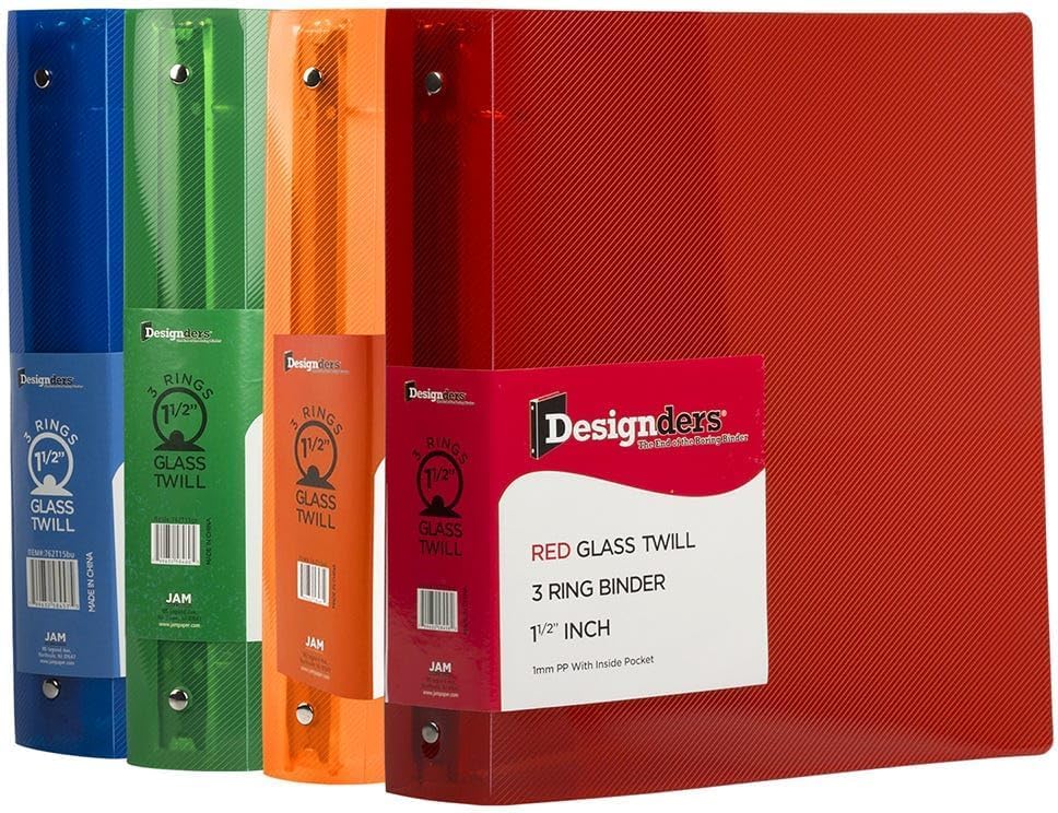 JAM PAPER Plastic 0.75 inch Binder - Clear 3 Ring Binder - Sold Individually