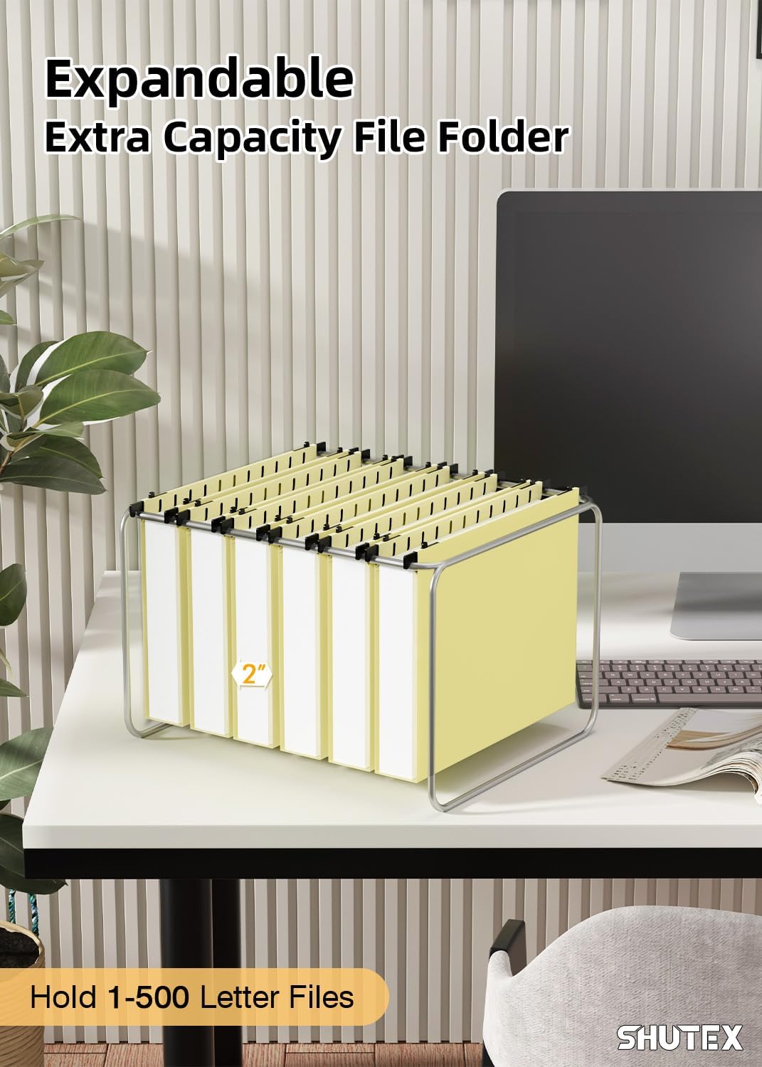 Shutex Extra Capacity Plastic Hanging File Folders,12 Pack Reinforced Hang Folders,Heavy Duty 2 Inch Expansion,Plastic Filing Cabinet Folders,Letter Size,Designed for Bulk Files, Medical Charts,Blue