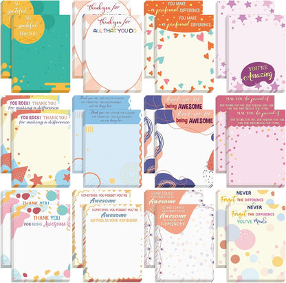 Yinder 24 Pack Inspirational Sticky Notes Motivational Notepads Appreciation Sticky Notes Funny Memo Pads Positive Note Bulk 3 x 4 Gift for Women Nurse Teacher Office Supplies(Black,Inspirational)