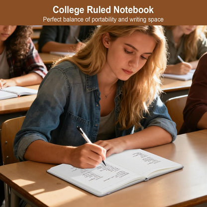 ViVin Lined Journal Notebooks for Work, 192 Pages, Medium 5.5 x 8.3 inch, College Ruled, A5 Hardcover Journaling Notebooks for Writing, 8 Pack Bulk,Black