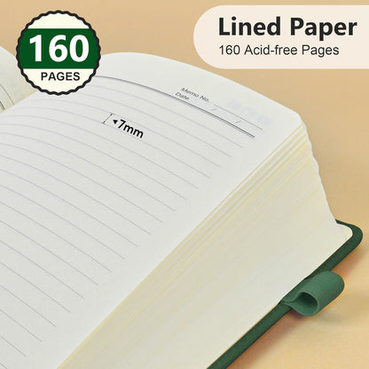 PERCUN Graph Paper Notebook, 160 Pages Grid Journal for women & men, A5 Hardcover Leather Graphing Notebook for School, Work, Travel, Note Taking 5.9”x8.5” (Black)
