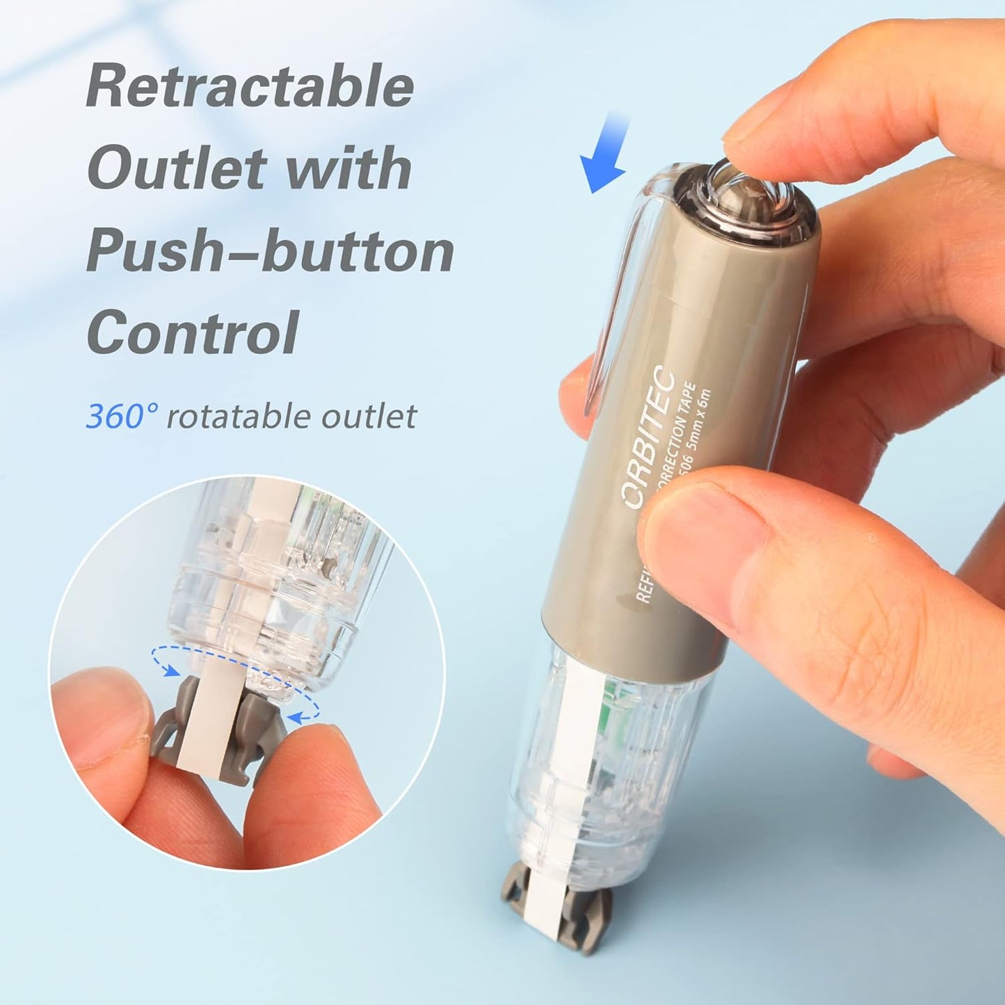 Refillable Retractable White Correction Tape, Mini Small Japan Aesthetic Cute Correction Tape Pen, with Easy to Refill Pen Applicator,for Kawaii School Office Supplies