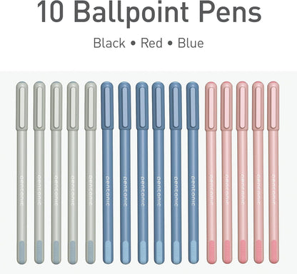 Pentonic Ballpoint Pens, 10 Count, Frosted Pale Gray Barrel with Black Ink, 0.7 mm Fine Point, Smooth Writing For Journaling & Note Taking (PEN13086)