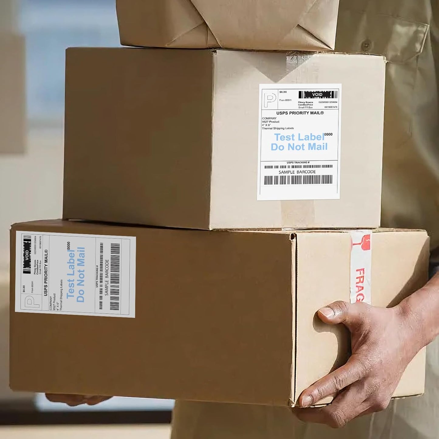 9527 Product Fanfold 4 x 6 Direct Thermal Labels White Perforated Shipping Labels, 500pcs per Stack,1 Stack