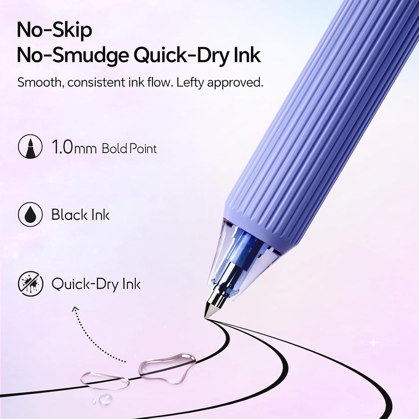 WRITECH Gel Pens Fine Point: Nebula Pen Set 0.7mm Black Ink Retractable 6ct Medium Point Smooth Writing with Aesthetic Gradient Color Barrel for Journaling Note Taking Silent Click No Smear