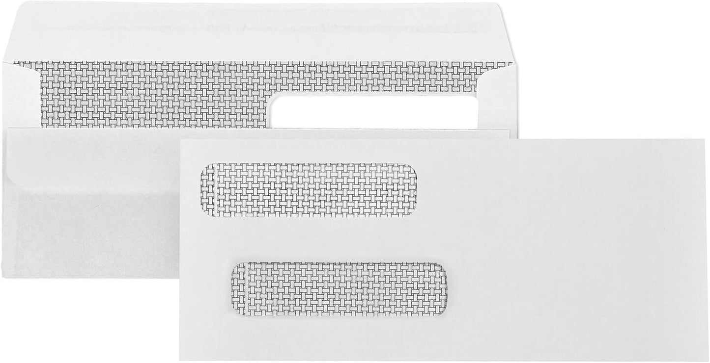500 No. 8 Flip and Seal Double Window Security Check Envelopes - Designed for Quickbooks Printed Checks - Number 8 Size 3 5/8 Inch x 8 11/16 Inch
