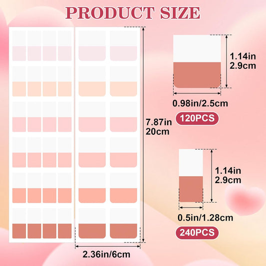 PAGOW 360pcs Writable Sticky Index Tabs, Gradient Pink Page Markers Labels Tabs for Notebooks, Repositionable Book Tabs for Annotating Books, Files, Planner