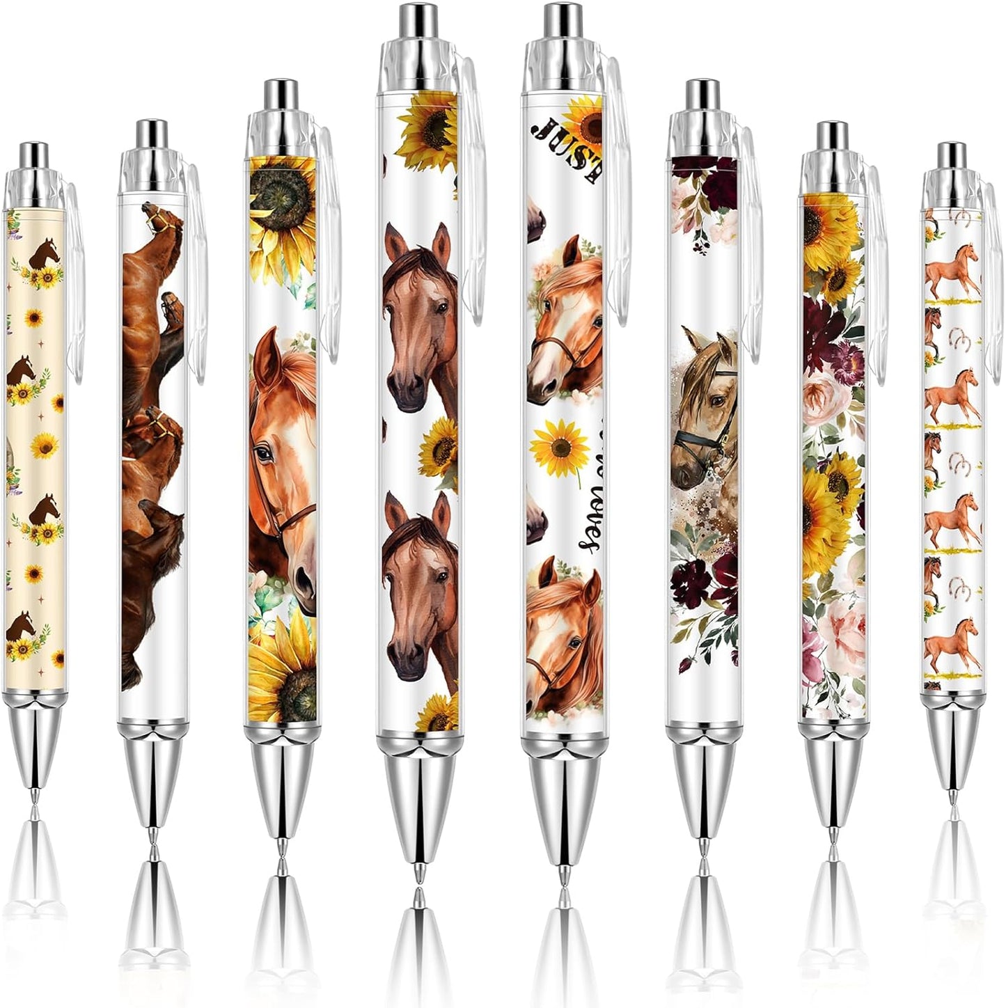 Ireer 8 Pcs Ballpoint Pens for Women 1.00 mm Cute Black Ink Pens Fine Point Smooth Writing for Journaling Aesthetic Office Supplies (Mahjong)