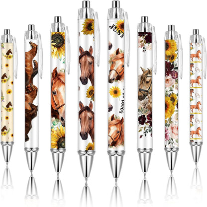 Ireer 8 Pcs Ballpoint Pens for Women 1.00 mm Cute Black Ink Pens Fine Point Smooth Writing for Journaling Aesthetic Office Supplies (Mahjong)