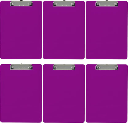 Trade Quest Plastic Clipboard Opaque Color Letter Size Low Profile Clip (Pack of 6) (Black)