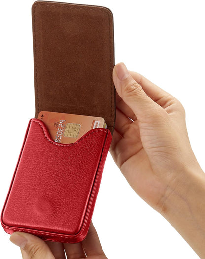 Outus 2 Pieces Business Card Holder, PU Leather Business Card Case Pocket Wallet with Magnetic Shut for Valentines Gift Men Women(Black and Coffee,Classic)