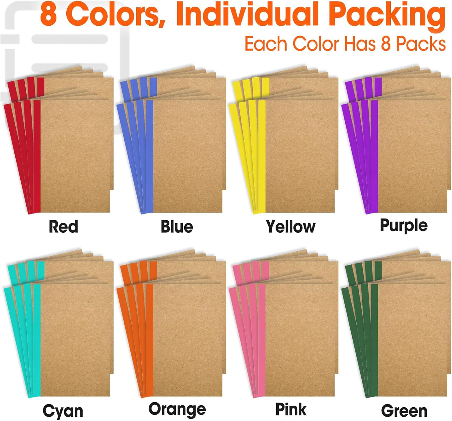 YesBes 32 Pack Composition Notebooks Bulk, A5 Kraft Cover Lined Journaling Notebooks, 8.3”x 5.5” Travel Notebook for School Office Students Artists, 8 Colors 60 Pages
