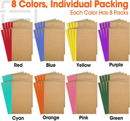 YesBes 32 Pack Composition Notebooks Bulk, A5 Kraft Cover Lined Journaling Notebooks, 8.3”x 5.5” Travel Notebook for School Office Students Artists, 8 Colors 60 Pages
