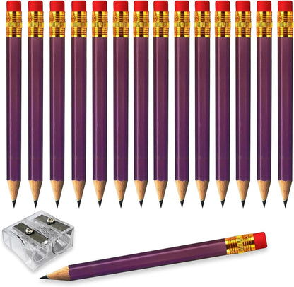 Adhere 25pcs Golf Pencils with Eraser Pre sharpened Hexagon half Wooden Pencils Graphite 2B for Golf Event Scoring,Classroom,Wedding,Company Meetings,Pew, Pocket (Nature)
