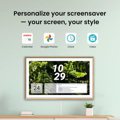 Apolosign 21.5-inch Digital Calendar : Dual Mode Smart Wall Planner, No Subscription, Install Apps, Sync Calendars, Electronic Touchscreen Interactive Display for Family Schedules, Chore Chart (Teak)
