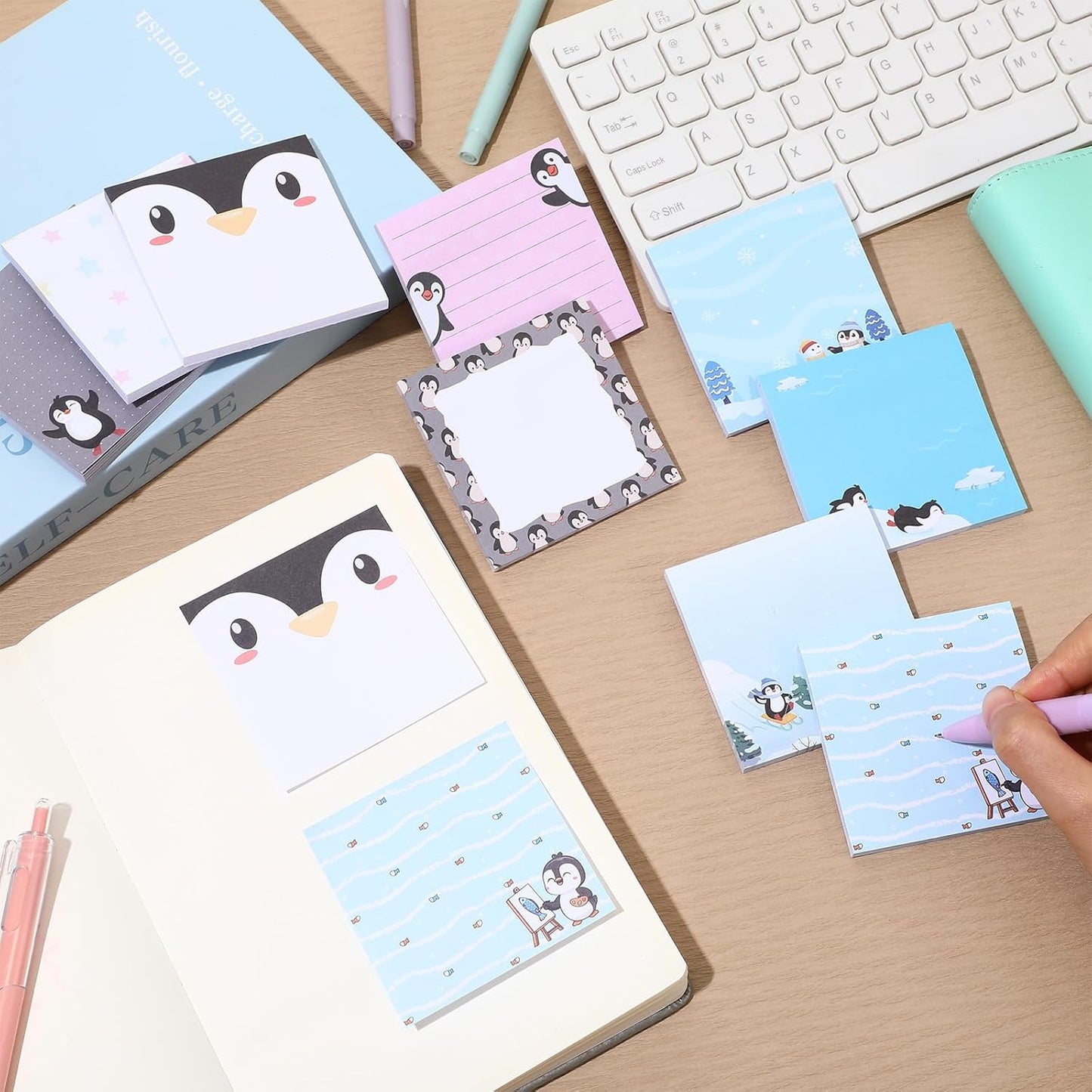 9 Pads Wildflower Sticky Notes 3x3 Inch Cute Self Stick Notepads Notes Adhesive Memo Pad Office Decor Gifts for Students School Teacher Meeting Office Supplies