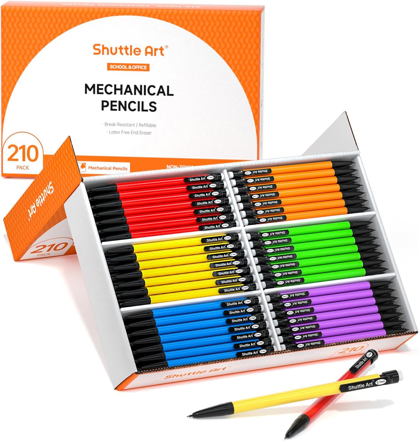 Shuttle Art Mechanical Pencils, 162 Pack Bulk Mechanical Pencils 0.7mm Medium Point, HB #2 Lead Pencils, Assorted Barrels, Office School Supplies