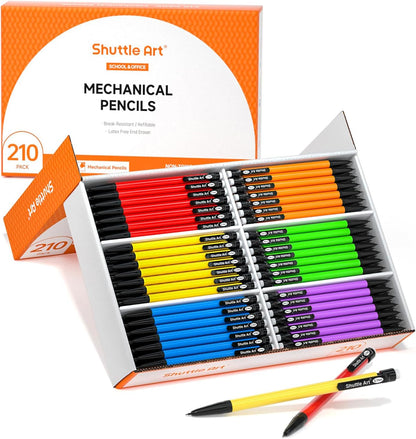 Shuttle Art Mechanical Pencils, 162 Pack Bulk Mechanical Pencils 0.7mm Medium Point, HB #2 Lead Pencils, Assorted Barrels, Office School Supplies