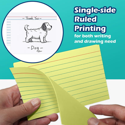 Index Cards 4x6 Lined Ruled Flash Note Cards 4" x 6", White, 100 Count, 220 GSM Heavy Weight