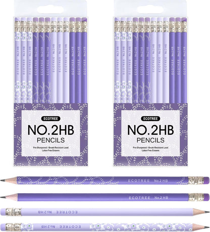 ECOTREE Pencils #2 Pre-Sharpened Pencils for Kids Number 2 Pencil with Erasers for School, Writing, 12 Count