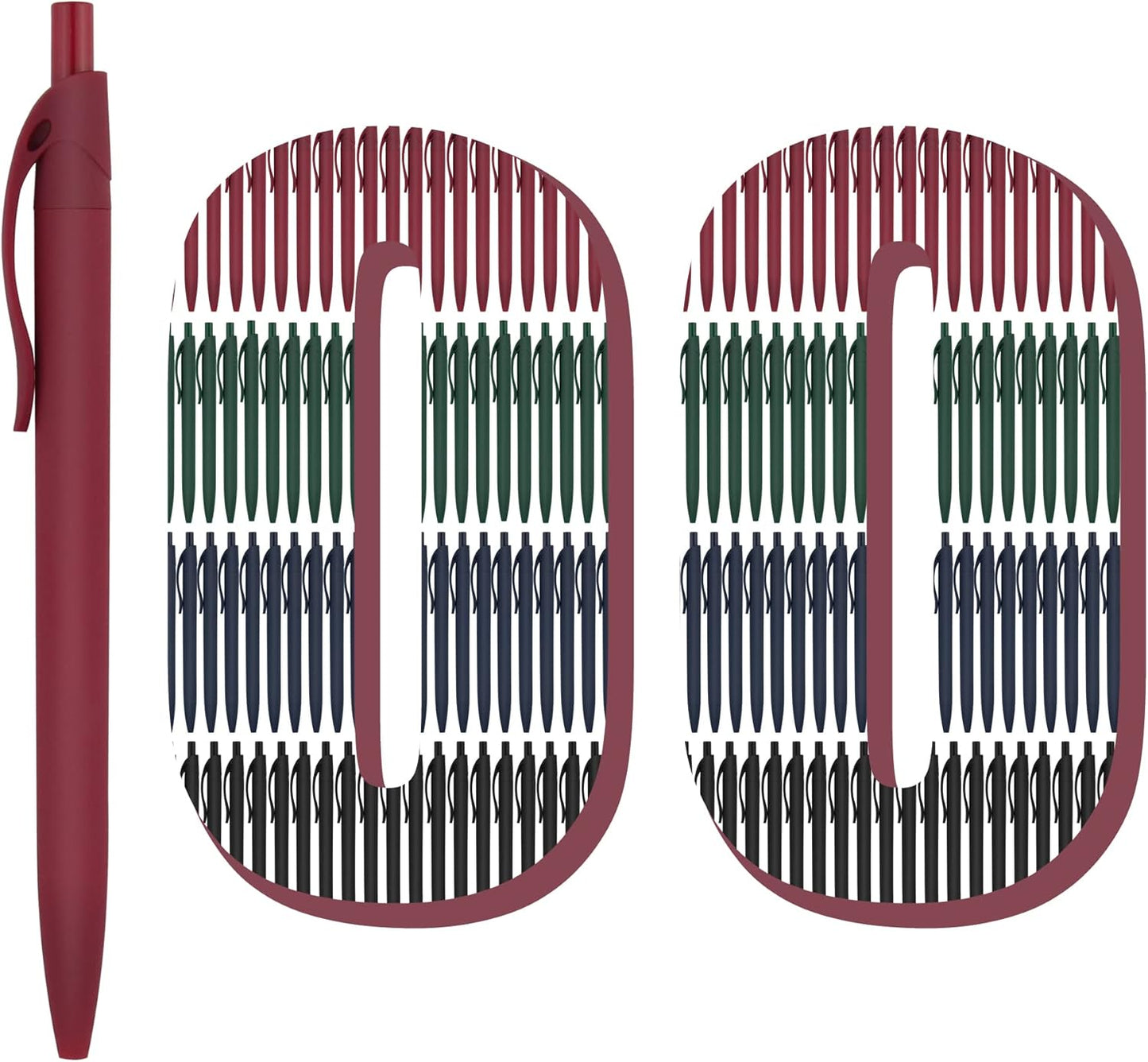 Deegtran 100 Pack No Bleed Black Barrel Click Pens, Wholesale Retractable Ballpoint, Medium Point, Smooth Ink, 1.0MM Black Ink