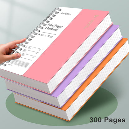 EMSHOI A5 Spiral Notebook College Ruled Lined Journal, Small 5.7" X 8.22", 300 Pages/150 Sheets, 100gsm Thick Paper, Waterproof Hardcover, for Office School Women Men Work Writing Notes, Blue