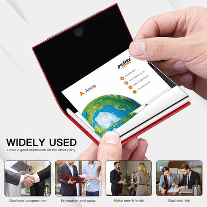 Padike Business Card Holder/ Case Professional PU Leather & Stainless Steel Multi Wallet Credit Card ID Case/Holder for Men & Women. (Black)