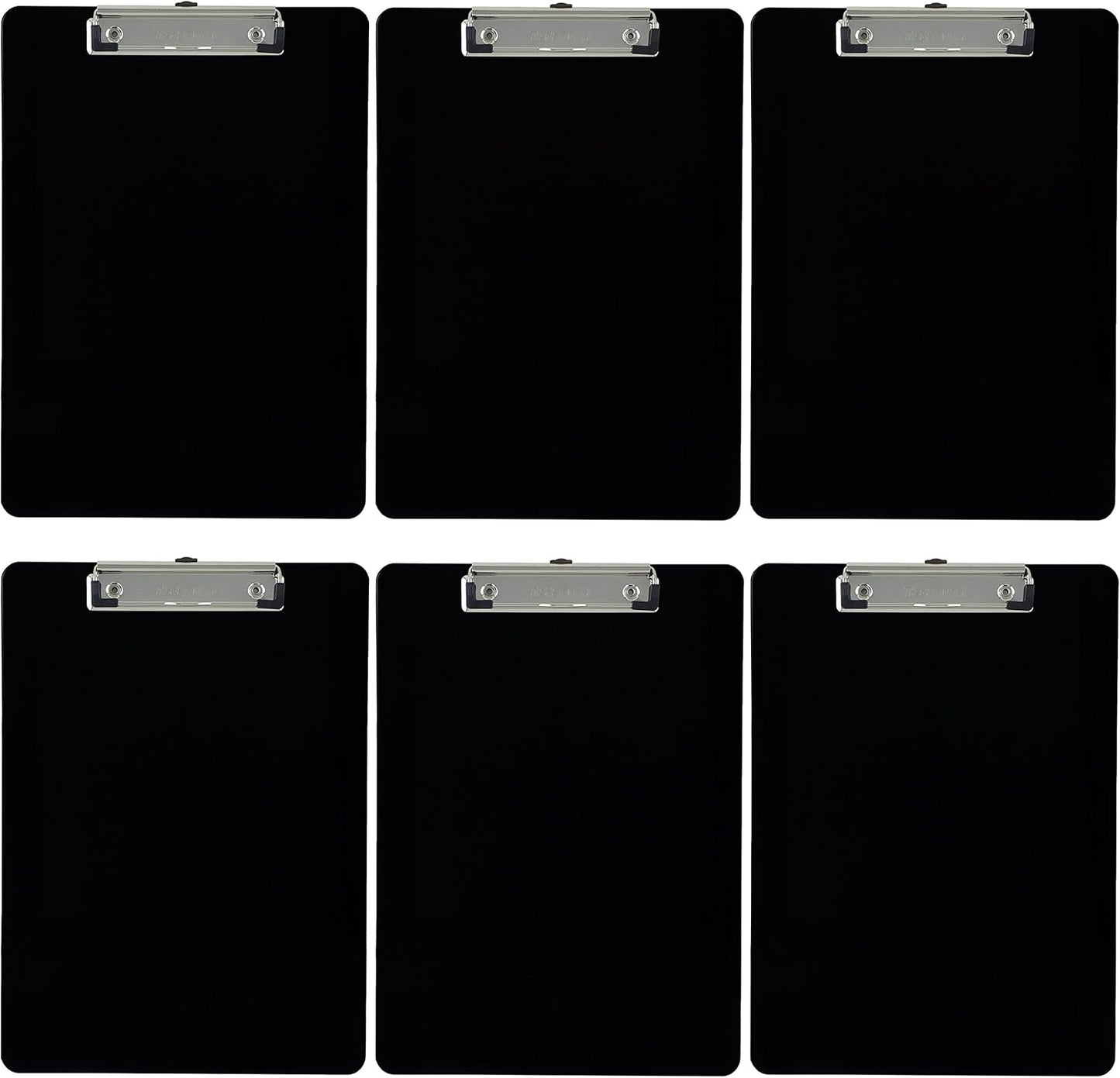 Trade Quest Plastic Clipboard Opaque Color Letter Size Low Profile Clip (Pack of 6) (Black)