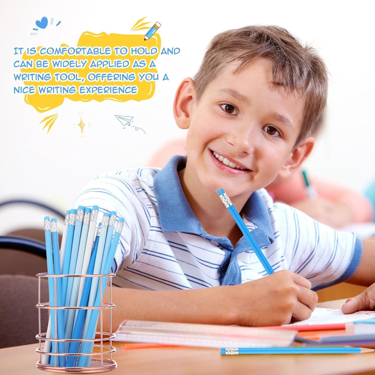 24 Pcs Round Pencils with Eraser 2 HB Cute Pencils Bulk for School Graphite Wood Color Unsharpened Pencil for Drawing Sketching Wedding School Teacher Supplies Student Reward