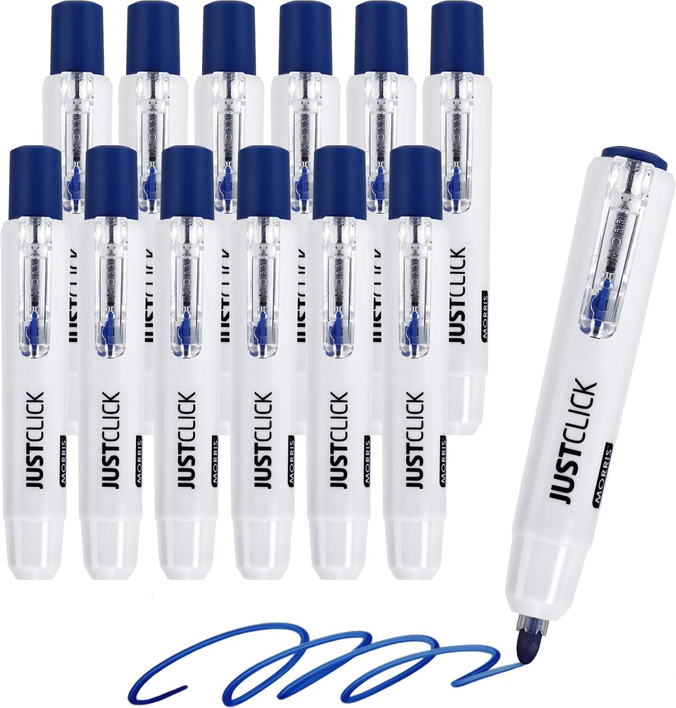 carrotez Retractable Dry Erase Markers, Click Dry Erase Whiteboard Markers, Bullet Tip, Thick Barrel, 12 Count, Black